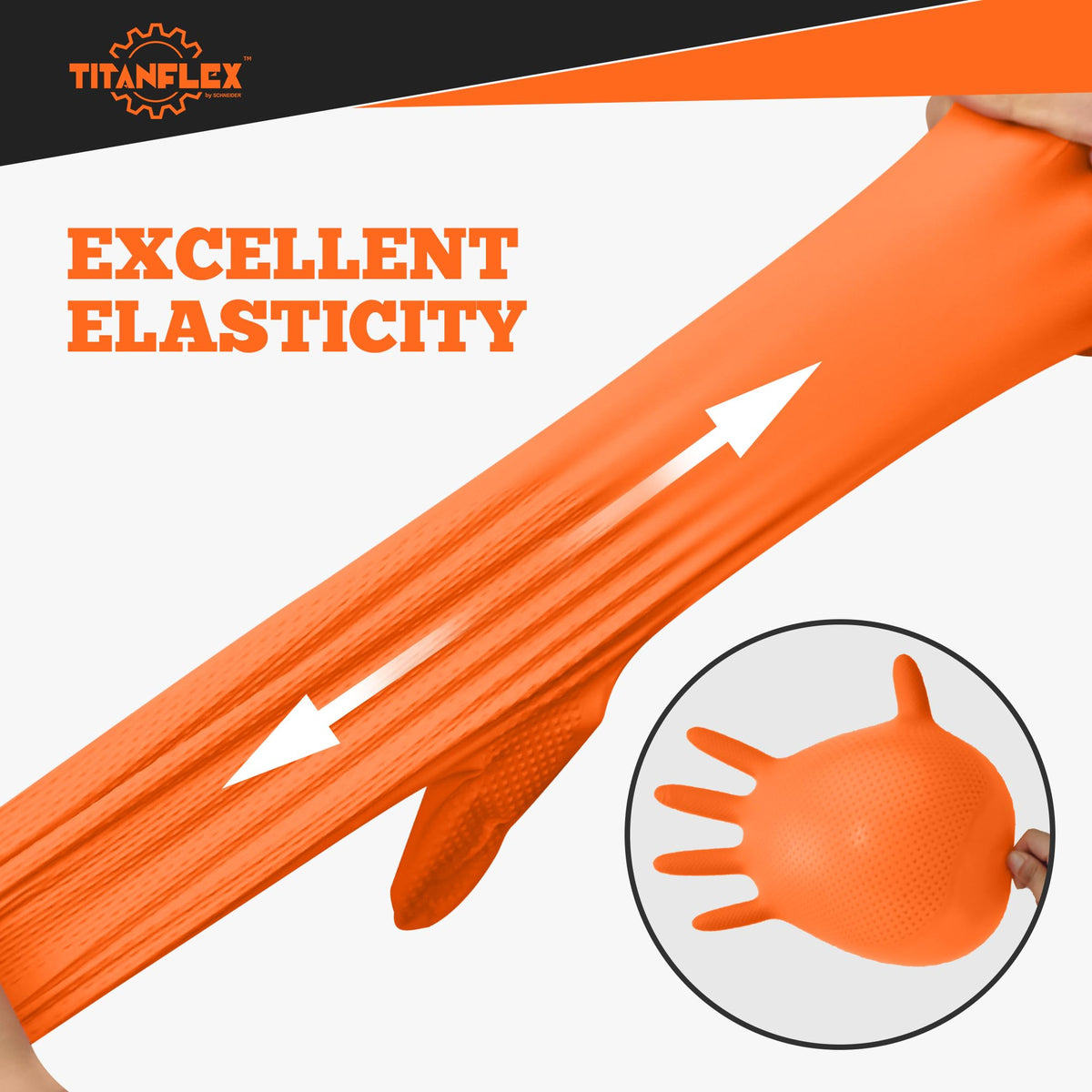 TitanFlex orange nitrile gloves provide high visibility for safety in busy spaces