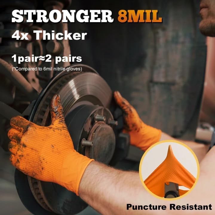 Bright orange TitanFlex gloves increase visibility in dim workspaces.