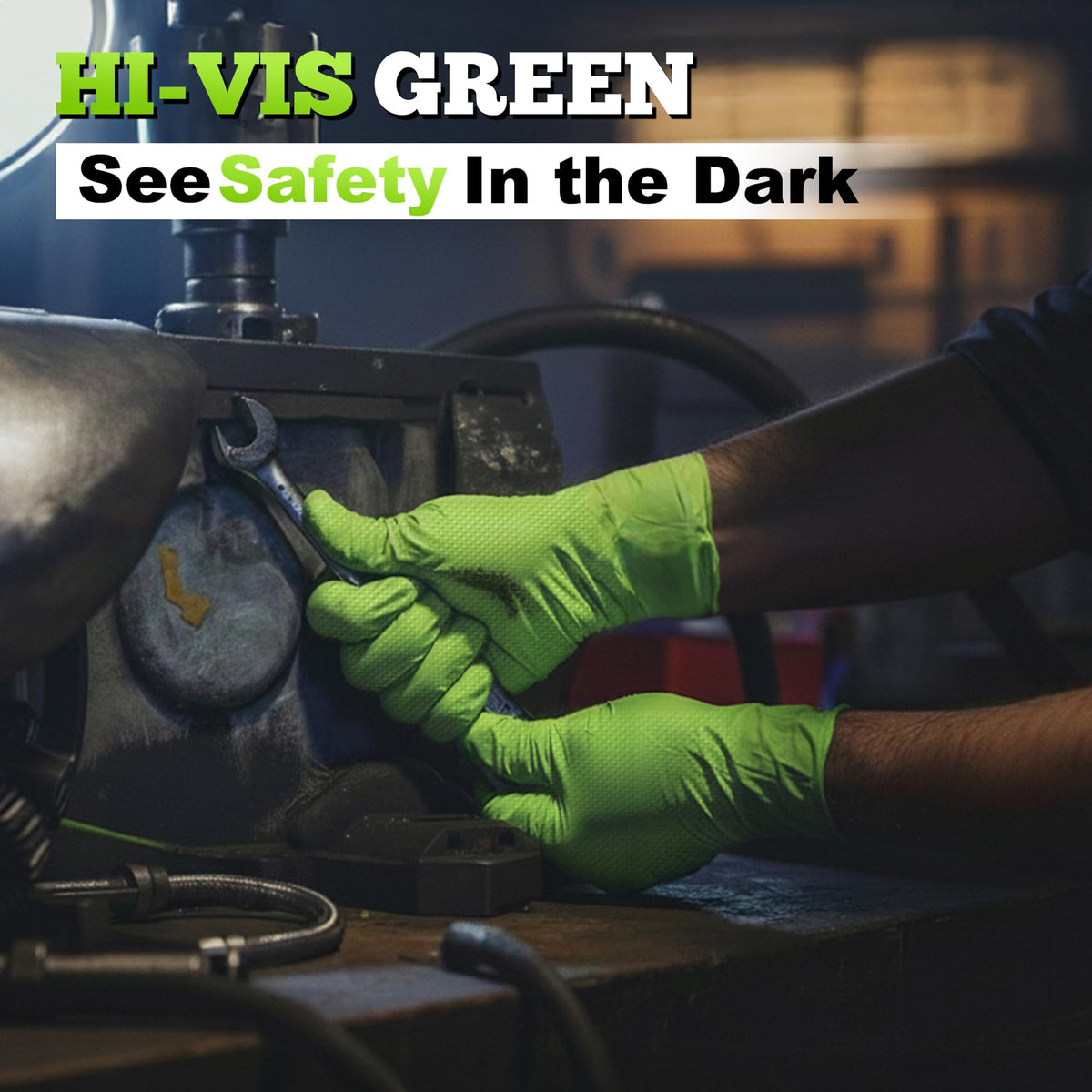 TitanFlex green gloves ideal for mechanic tasks and automotive work.