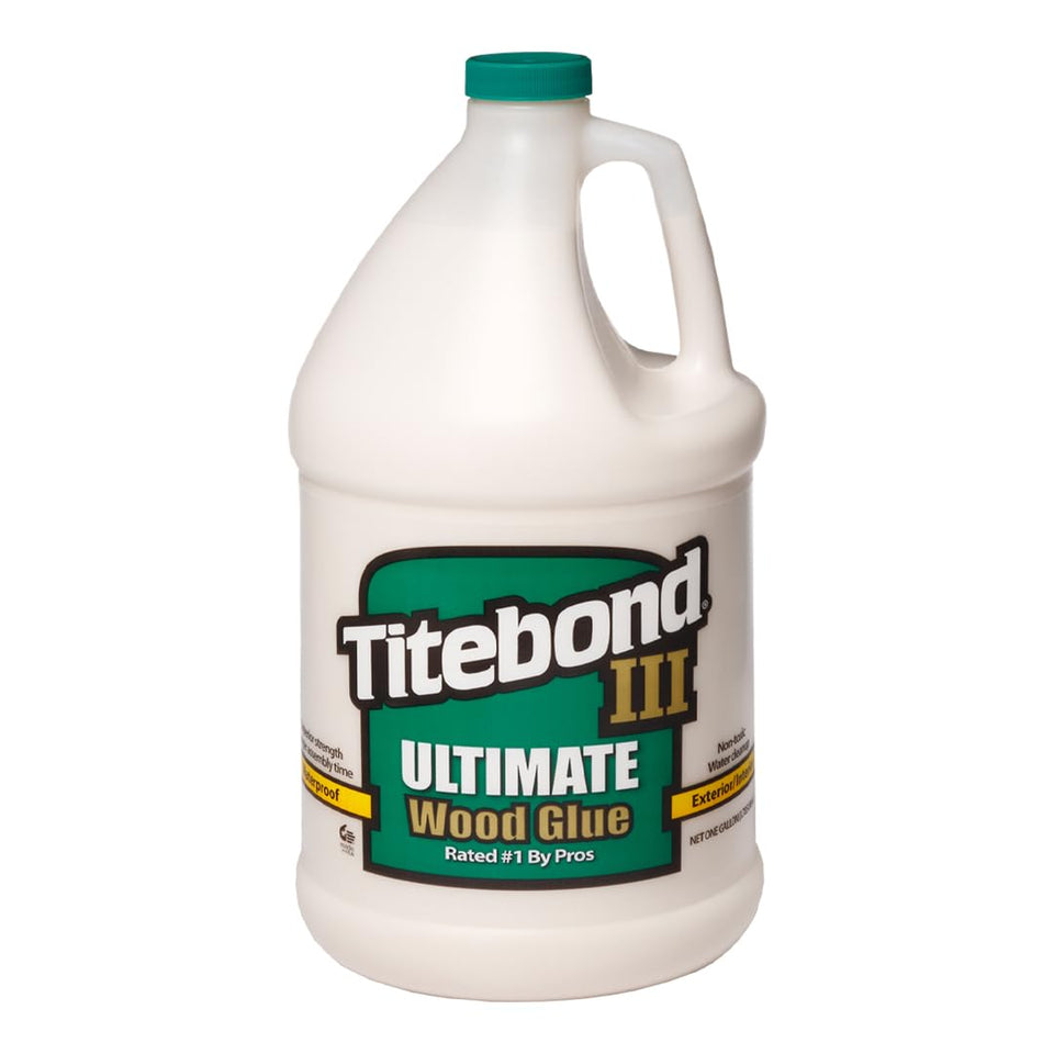 Titebond III Ultimate Wood Glue bottle enabling durable, water-resistant wood bonds.