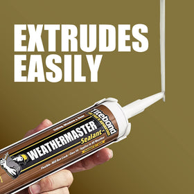 Titebond WeatherMaster sealant being applied around a window frame for durable joints.