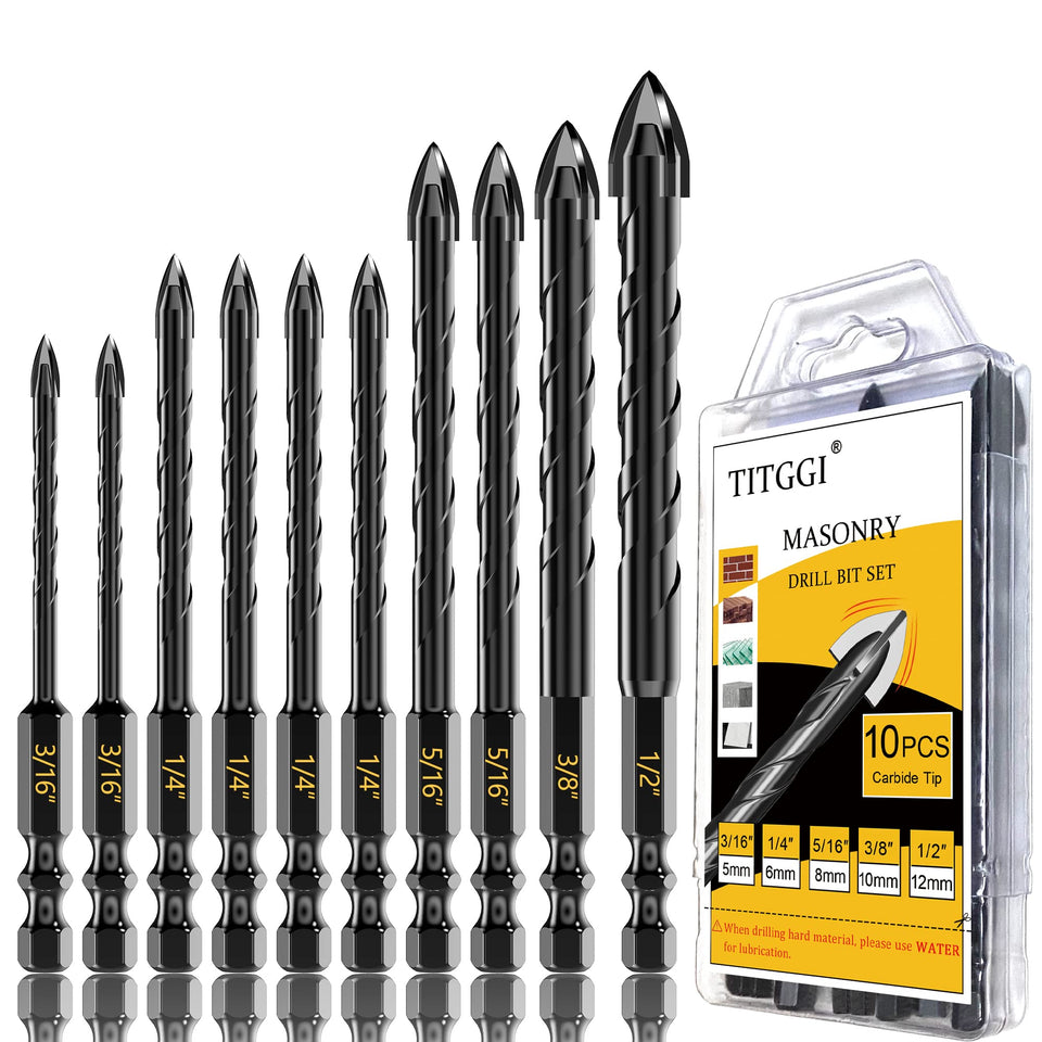 TITGGI masonry drill bit set with cross-tip design for faster drilling