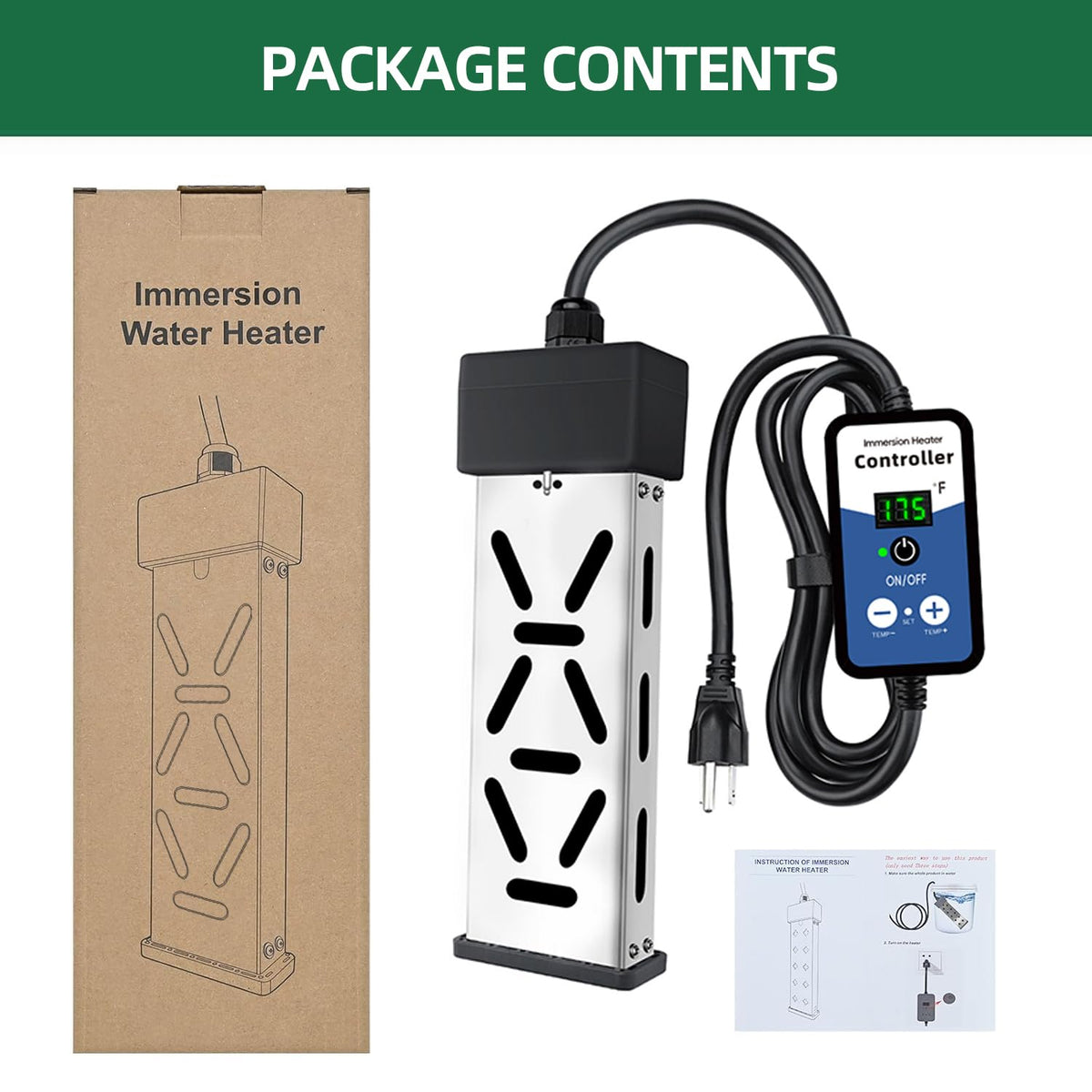 Titikula immersion heater plug-and-play in a standard outlet.