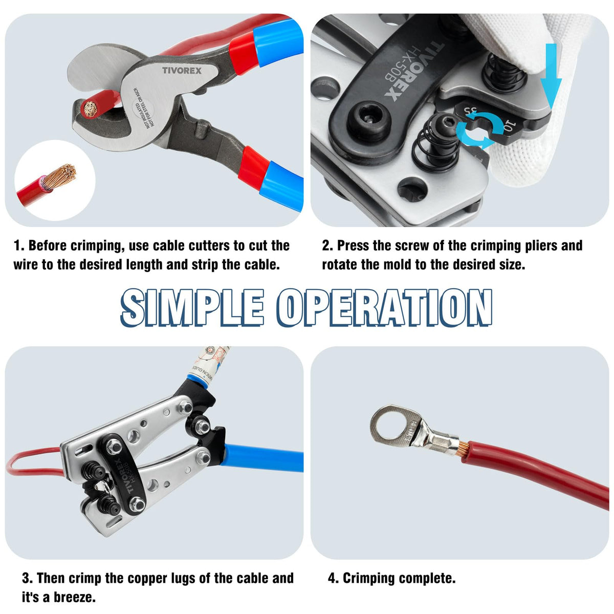 Tivorex heat shrink tubes protect terminations from moisture.