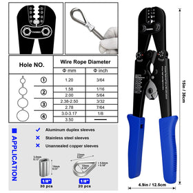 Tivorex crimping positions 3/64-1/8 inch for aluminum sleeves