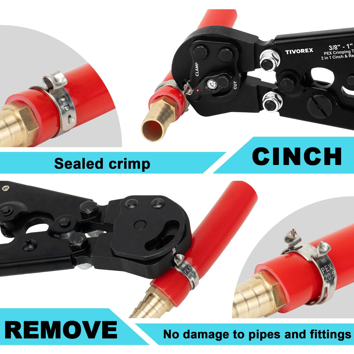 Tivorex ratchet jaws enable easy full crimps