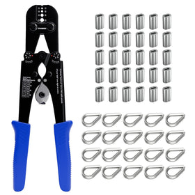 Tivorex wire rope crimping tool kit with built-in cutter for precise cuts