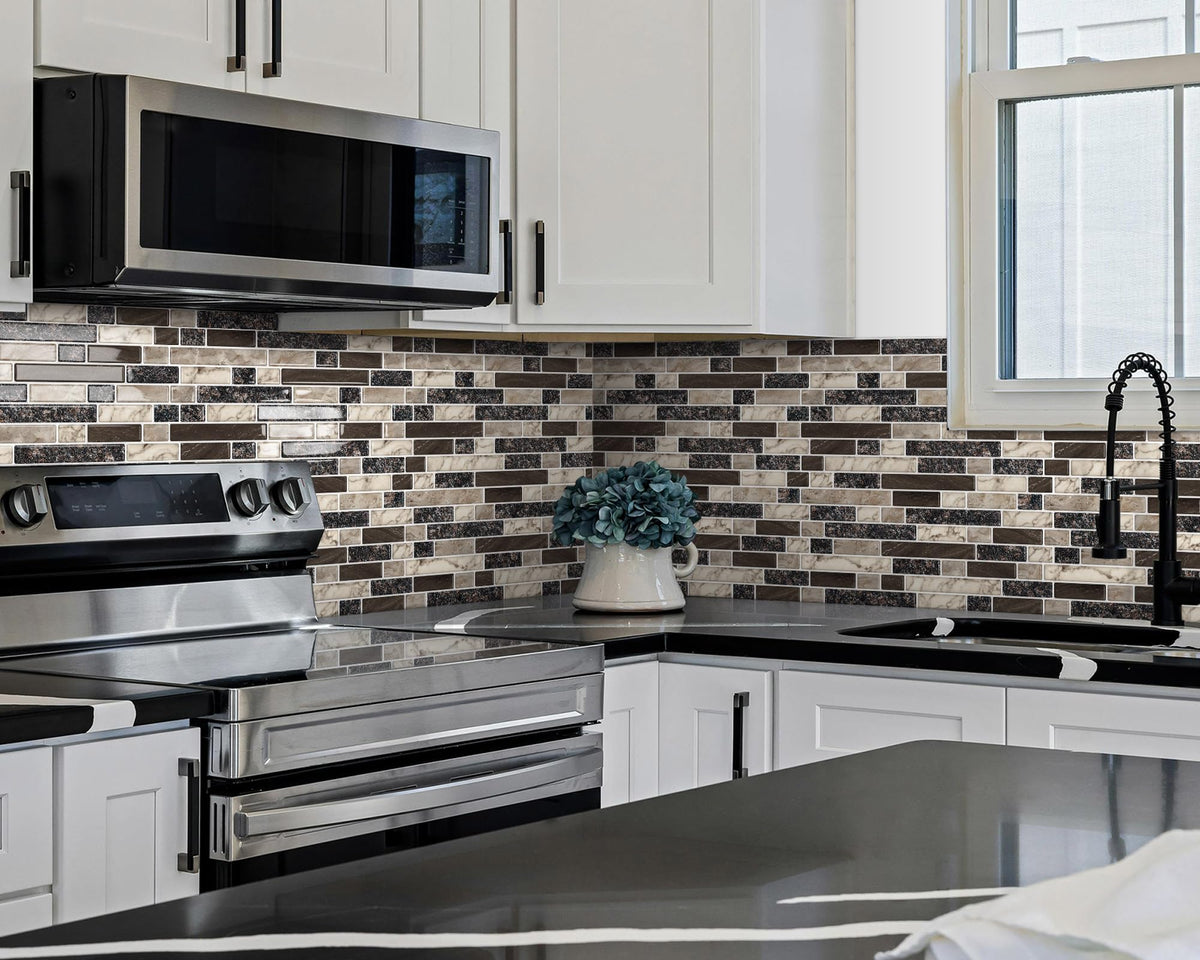 Tiwoos kitchen and bathroom wall splashback tile 12x12 in brown.