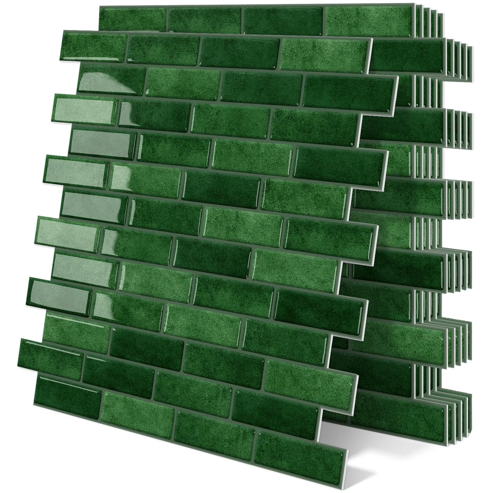 Tiwoos thick green peel and stick tile for kitchen backsplash, easy renter friendly installation.