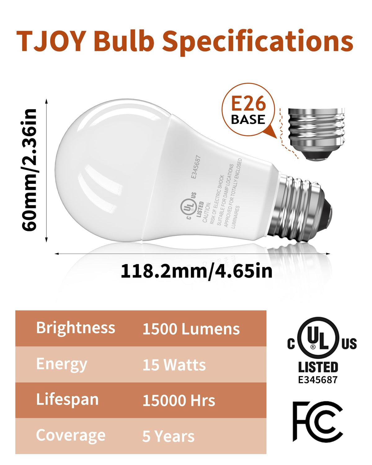 TJOY bulbs inside package showing standard E26 base compatibility
