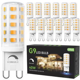 TJOY 12-pack dimmable G9 LED bulbs front view for chandelier lighting.