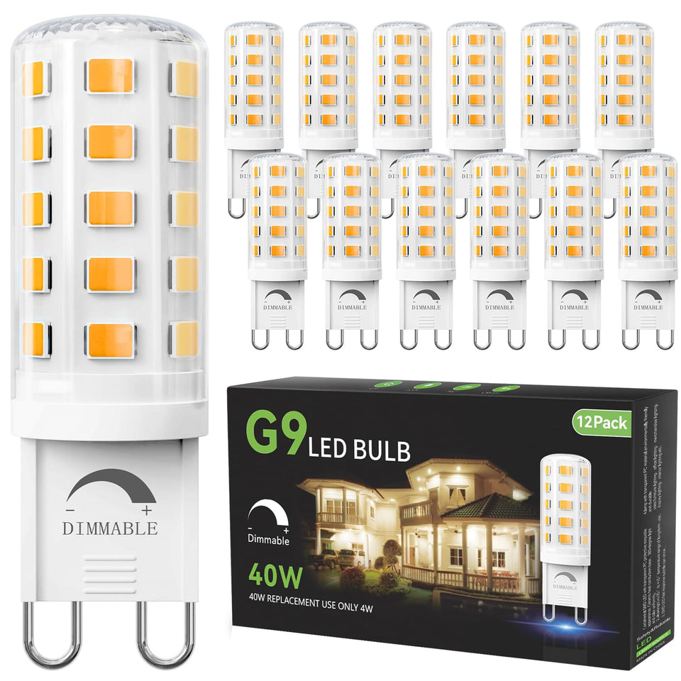 TJOY 12-pack dimmable G9 LED bulbs front view for chandelier lighting.