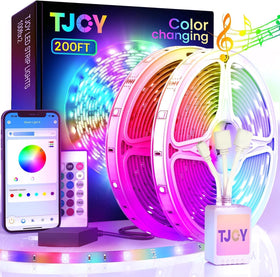 TJOY 200ft LED strip in living room setup for immersive ambient lighting