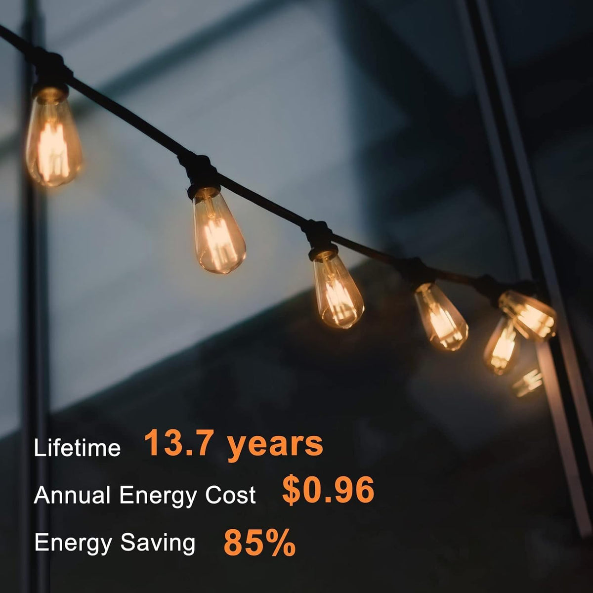 TJOY 8W LED amber filament close-up for warm glow