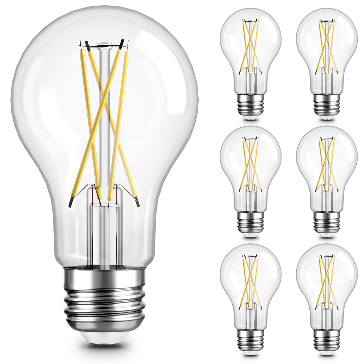 TJOY 6-pack vintage Edison bulbs front view for classic room lighting.