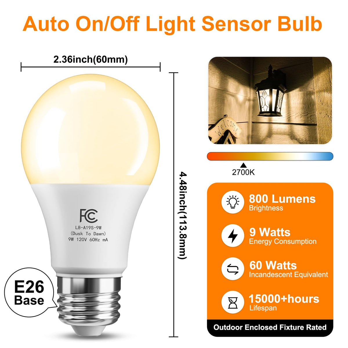 TJOY 800 lumens soft white bulb delivers clear, welcoming exterior lighting.