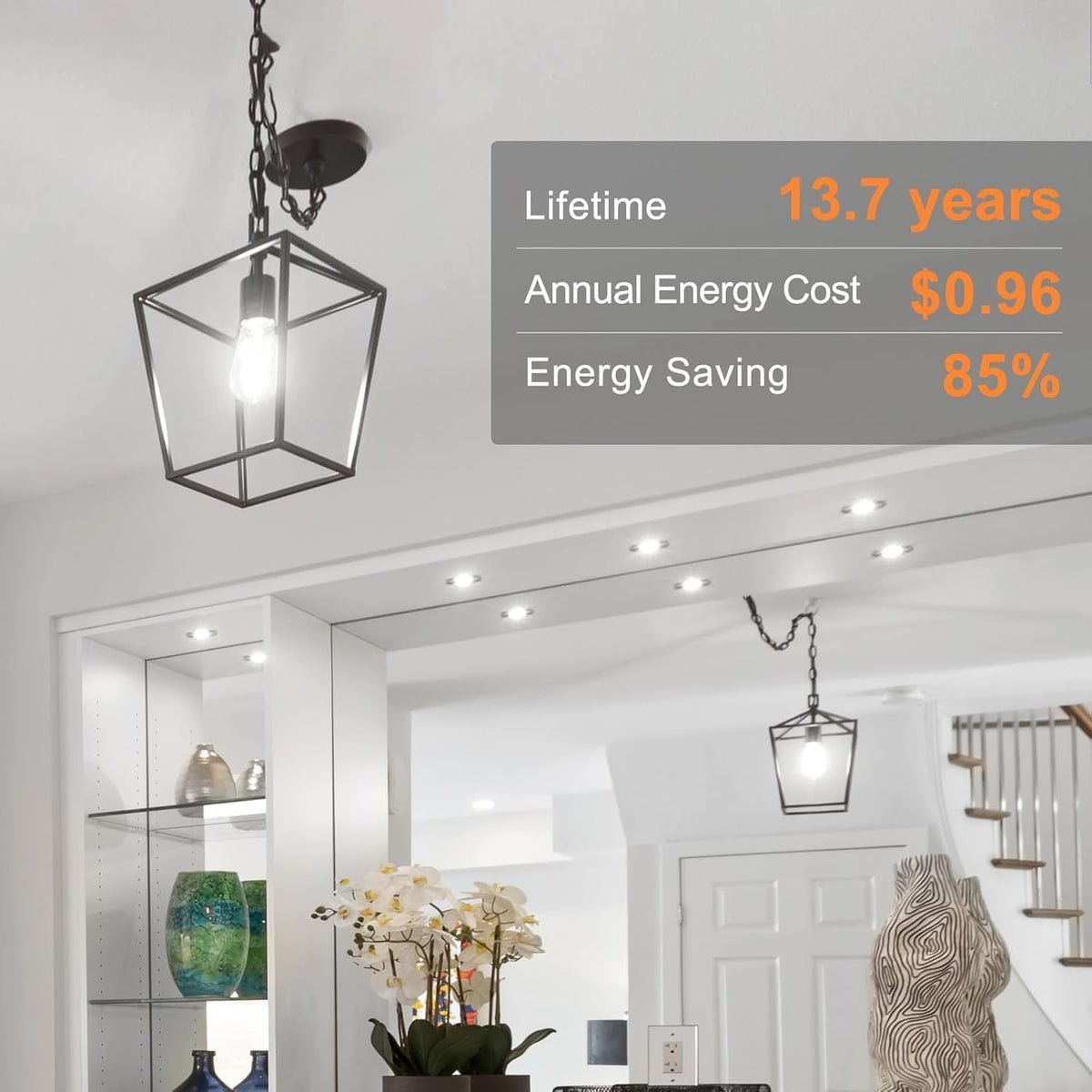 TJOY 800 lumens brightness provides ample illumination for living spaces.