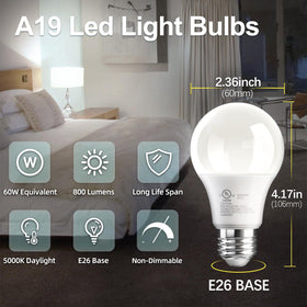 TJOY A19 LED bulb demonstrates 9W energy saving versus 60W incandescent.