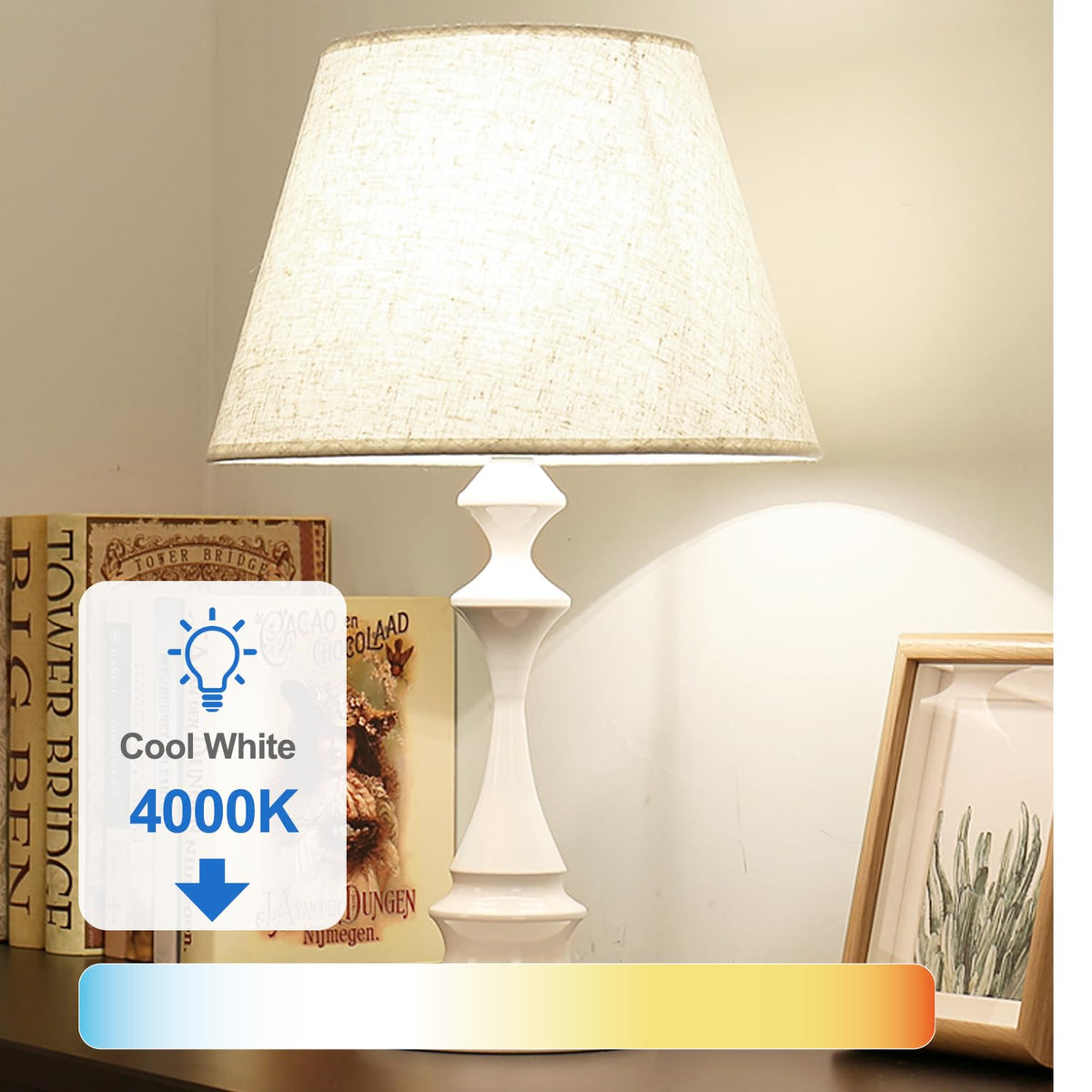 TJOY A19 bulbs in lamp deliver instant 800 lumens of neutral 4000K light