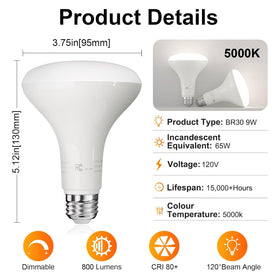 TJOY BR30 dimmable close-up showing smooth brightness control.