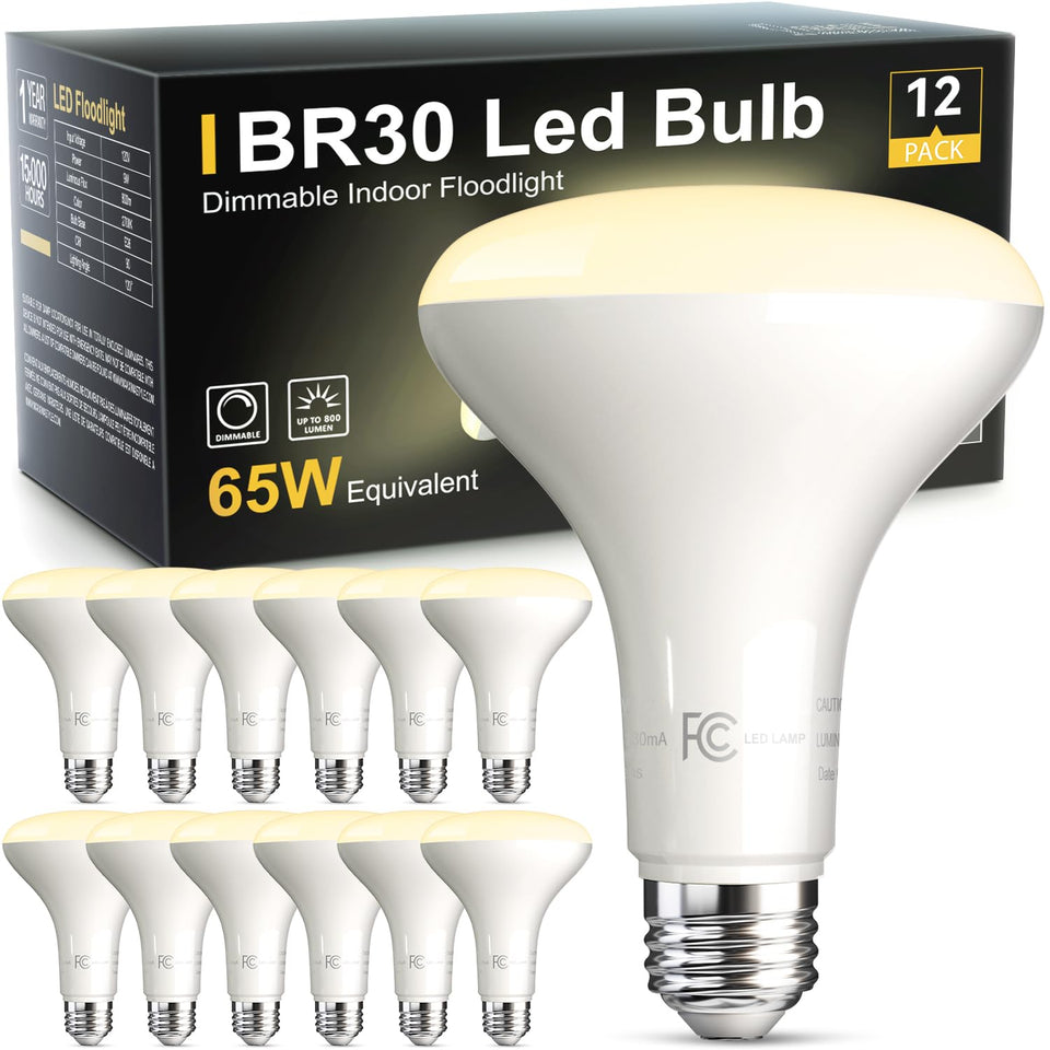 TJOY BR30 LED bulb front view for warm, dimmable ceiling lighting