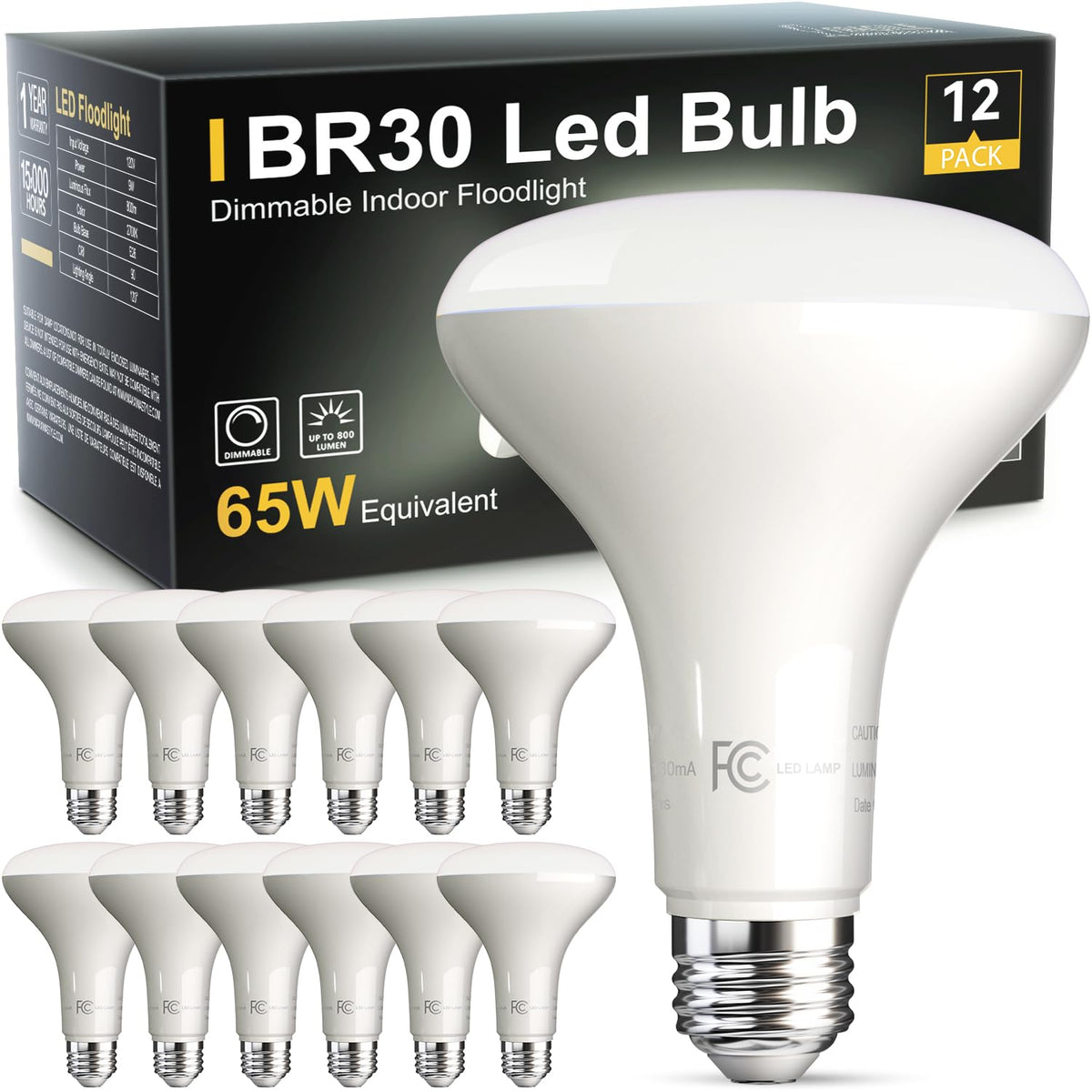 TJOY BR30 LED bulb pack viewed at angle for recessed lighting versatility.