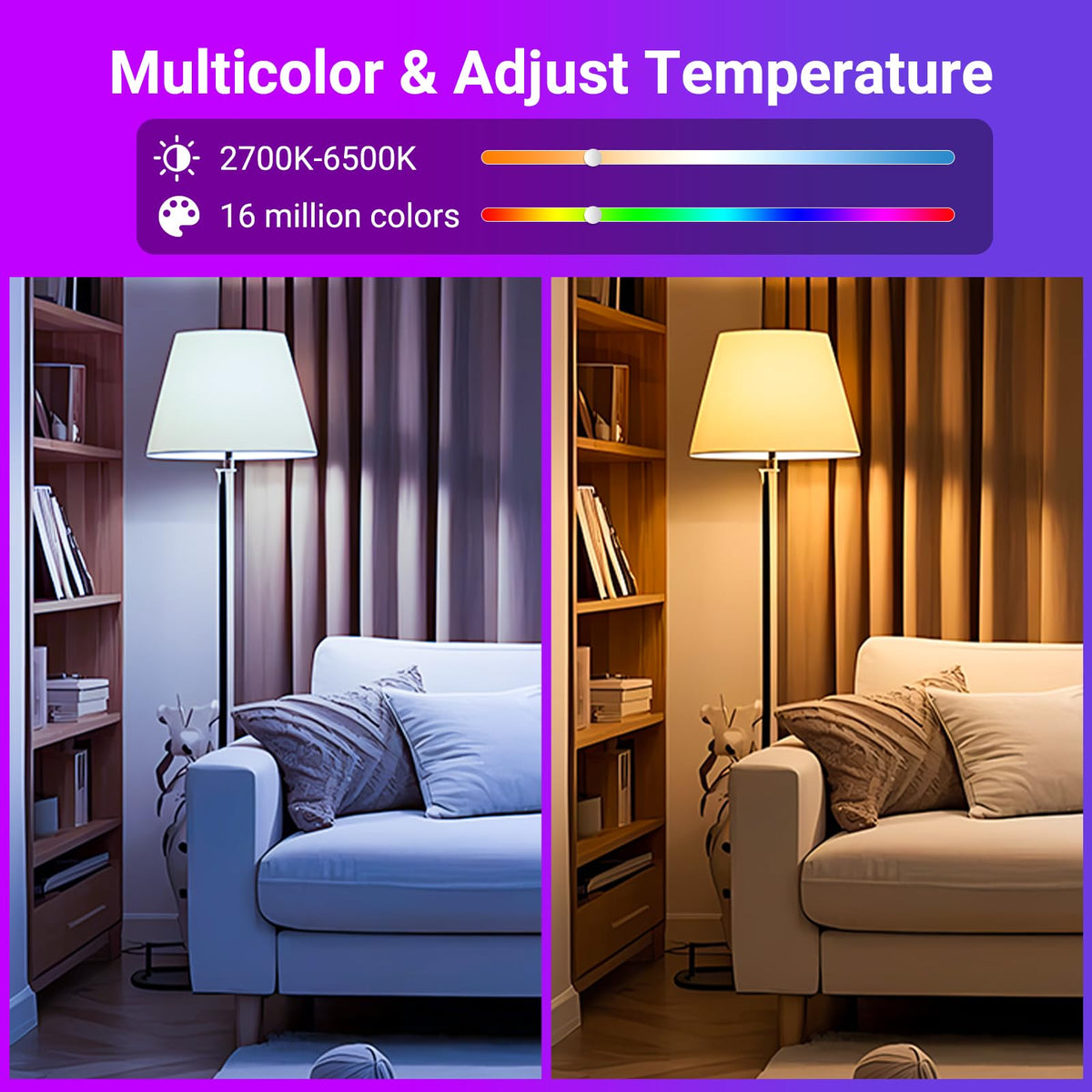 TJOY bulbs displaying music-synced lighting for a party atmosphere