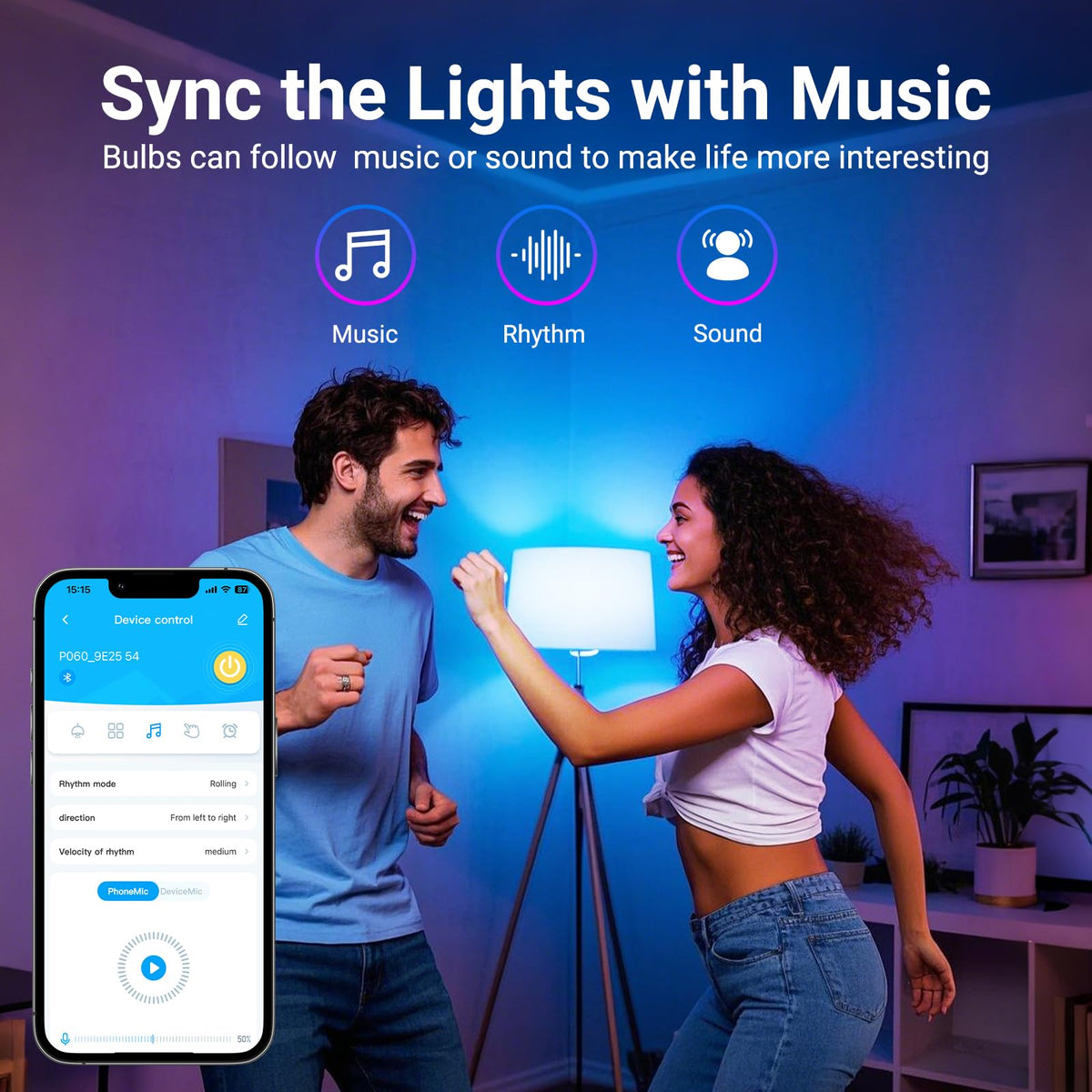 TJOY bulbs adjustable from warm 2700K to cool 6500K for any activity