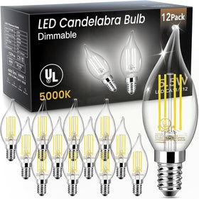 TJOY CA11 LED candelabra bulb with vintage flame for elegant chandeliers.