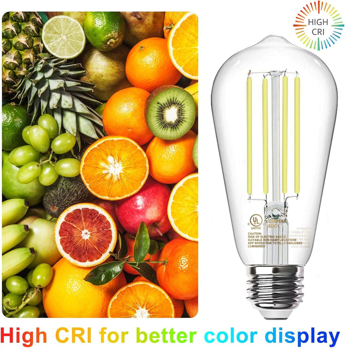 TJOY dimmable ST58 LED bulb compatible with dimmers for customizable mood.