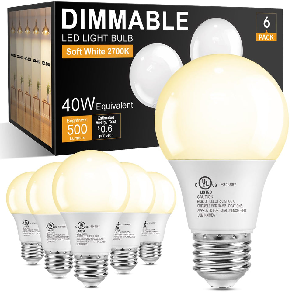 TJOY dimmable bulbs six-pack for versatile energy-saving lighting.