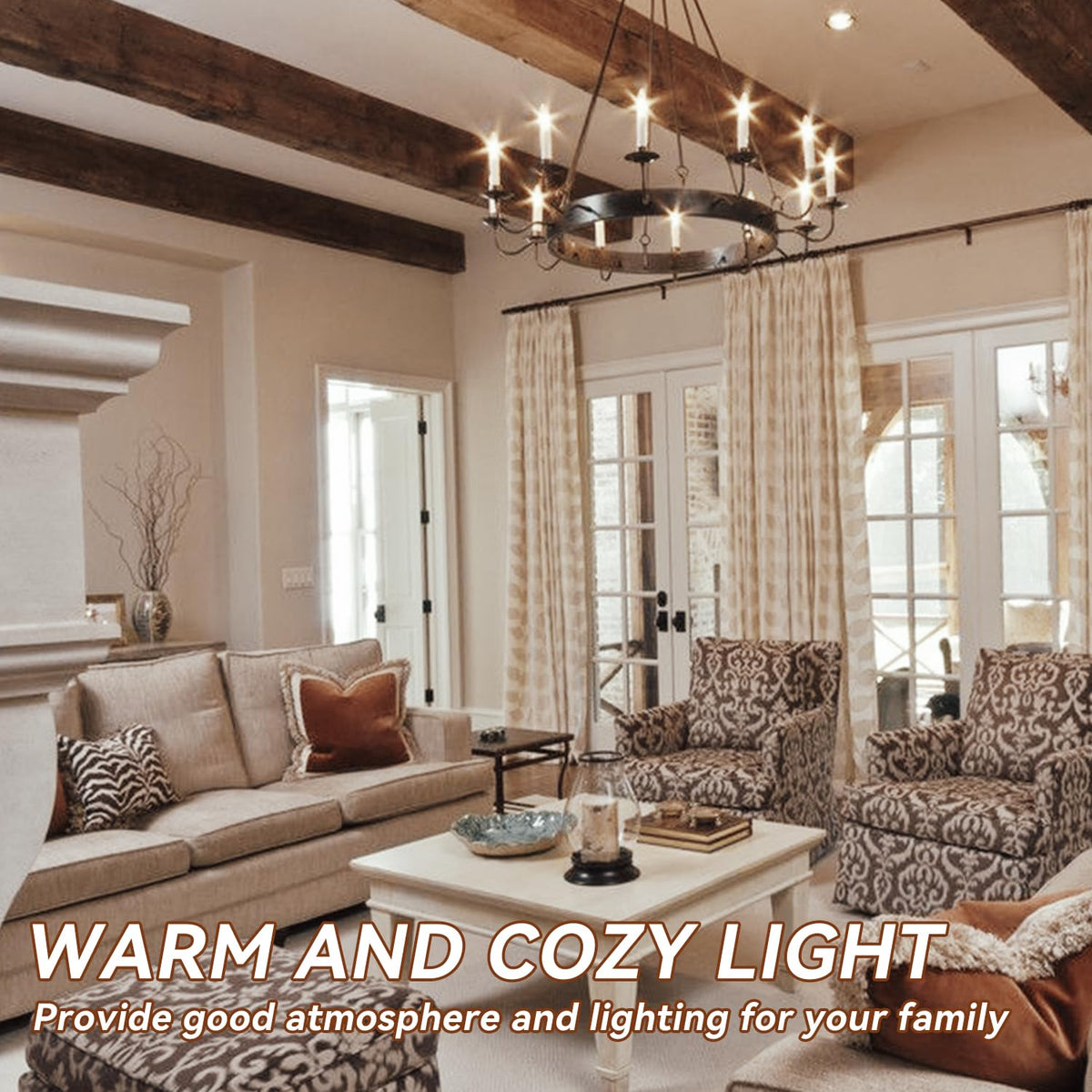 TJOY dimmable LED candelabra bulbs for adjustable mood.