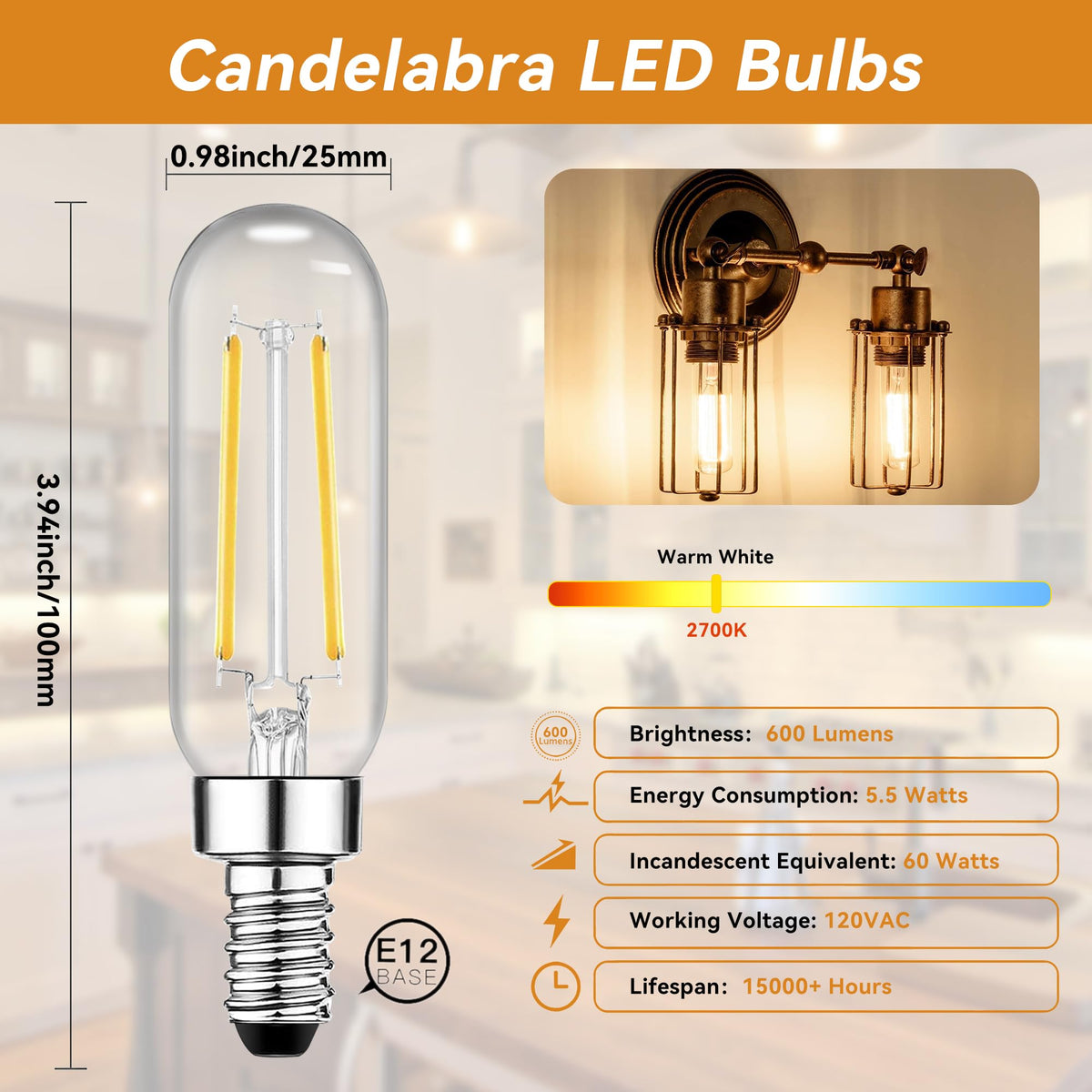 TJOY E12 dimmable bulb enables smooth brightness control for living areas.