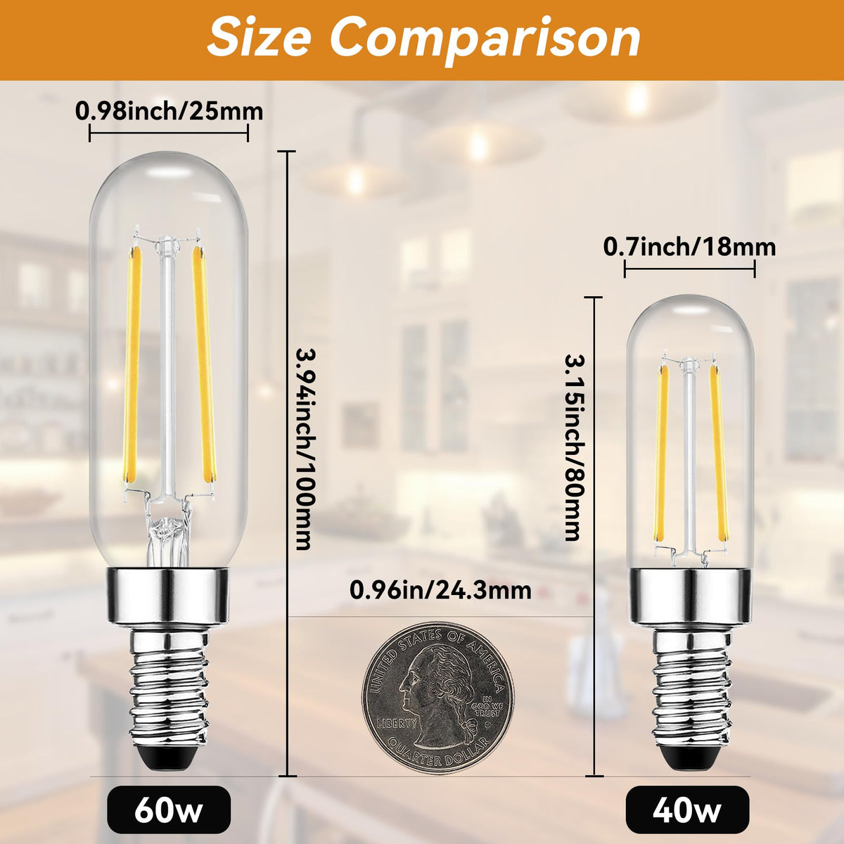 TJOY E12 vintage Edison-style clear glass bulb adds retro charm.