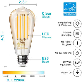 TJOY Edison amber bulbs in lamp creating cozy glow