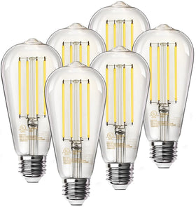 TJOY Edison bulbs with clear glass and filament for retro decor and warm ambient light.