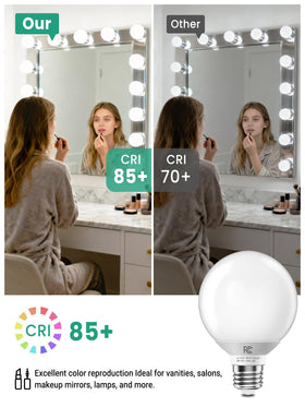 TJOY G25 230-degree beam bulb spreads light across the vanity.