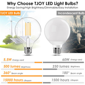 TJOY G25 Edison Globe bulb suited for bedrooms and reading nooks