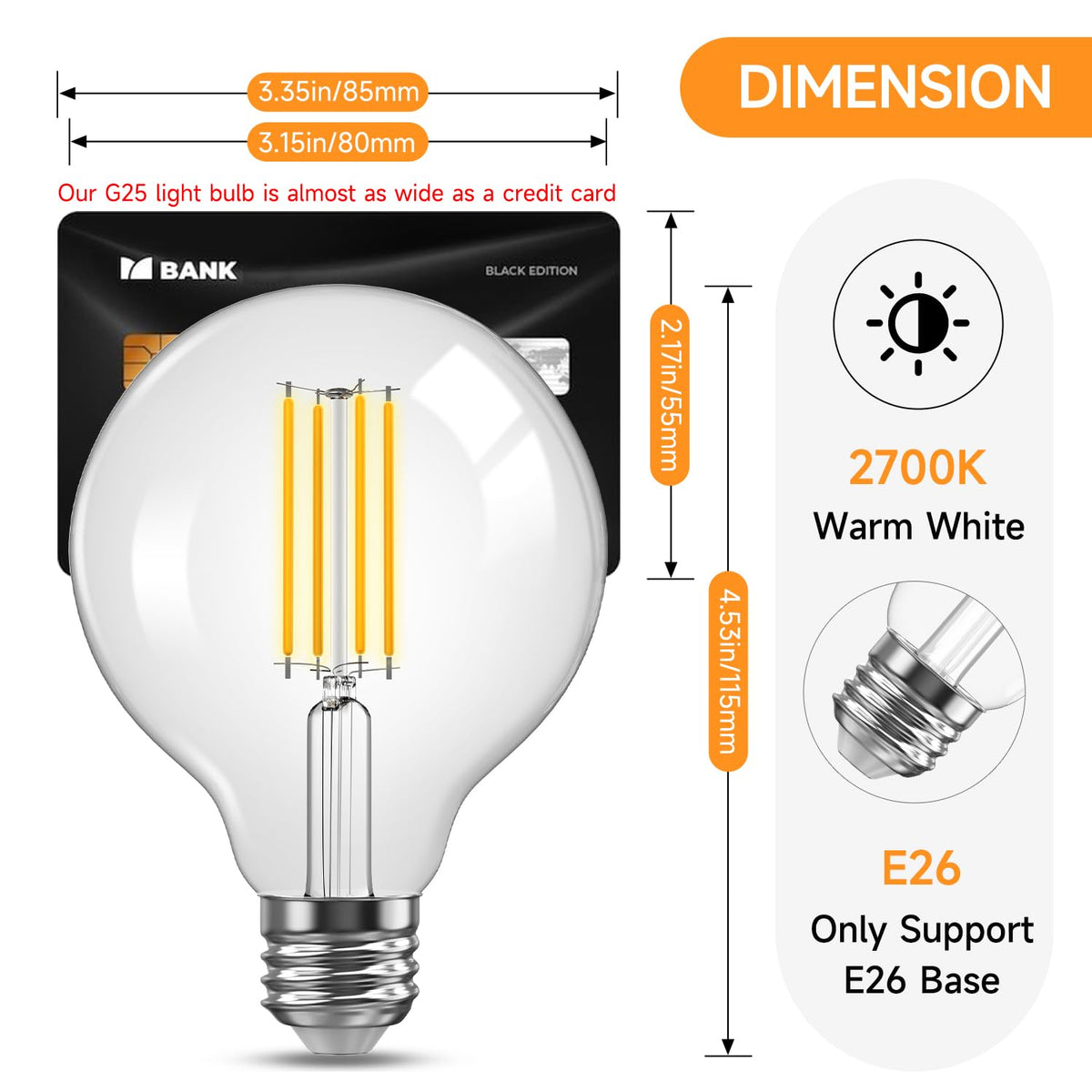 TJOY G25 Edison Globe bulb dimmable for smooth brightness control