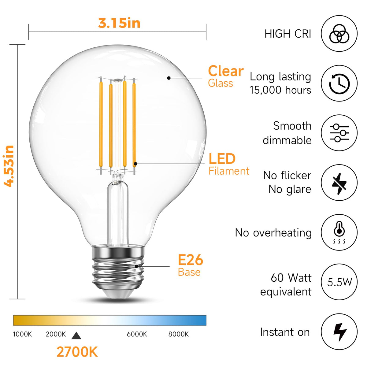 TJOY G25 Edison Globe bulb creates cozy living room ambience
