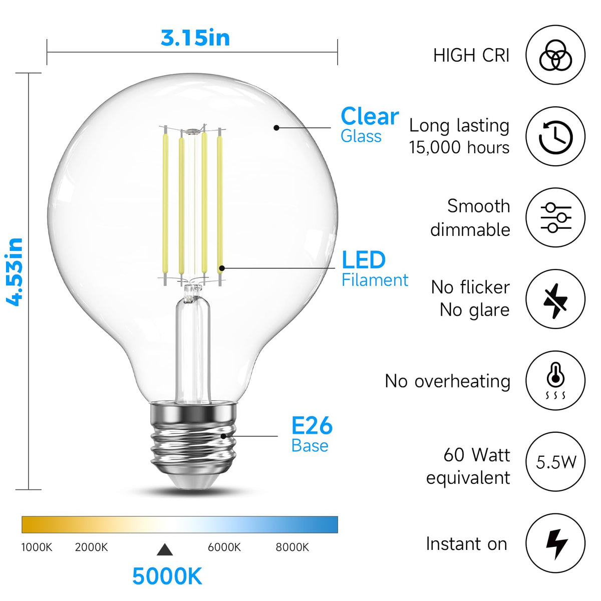 TJOY G25 globe bulb CRI80 for natural color rendering in decor