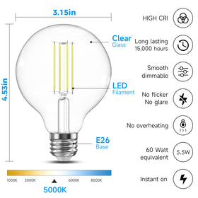 TJOY G25 globe bulb CRI80 for natural color rendering in decor