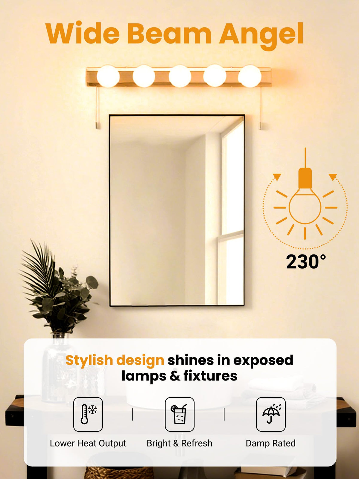 TJOY G25 globe bulb emitting 2700K warm white ambiance