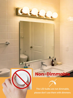 TJOY G25 globe bulb with long life and low heat near mirror
