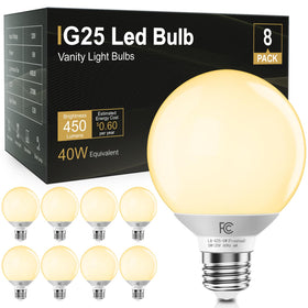 TJOY G25 globe bulb installed in vanity mirror for true-to-life colors