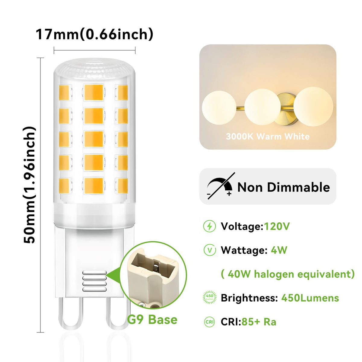 TJOY G9 LED bulb 4W replaces halogen in pendants with energy efficiency.