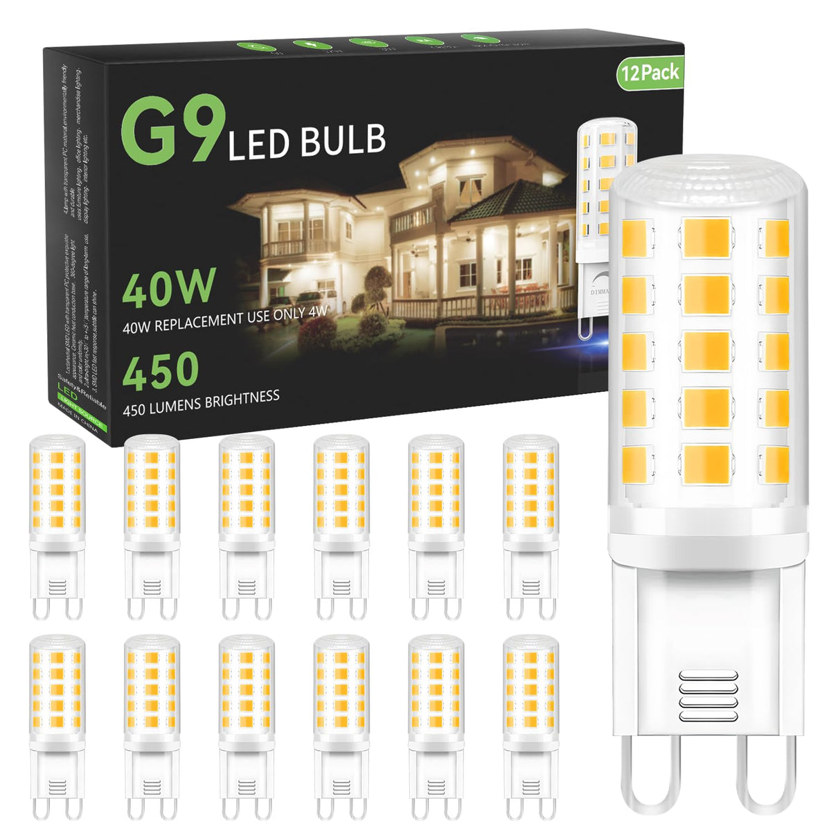 TJOY G9 LED bulb in packaging illustrates easy replacement and energy efficiency.