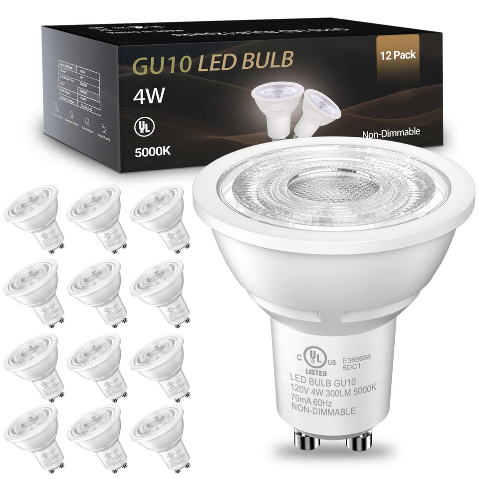 TJOY GU10 LED bulb 4W 5000K daylight package highlighting energy savings
