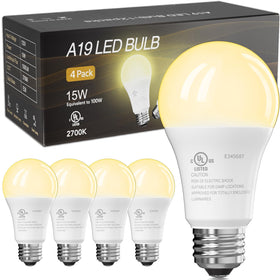 TJOY 100W-equivalent A19 LED bulb in lamp delivers warm light and long lifespan
