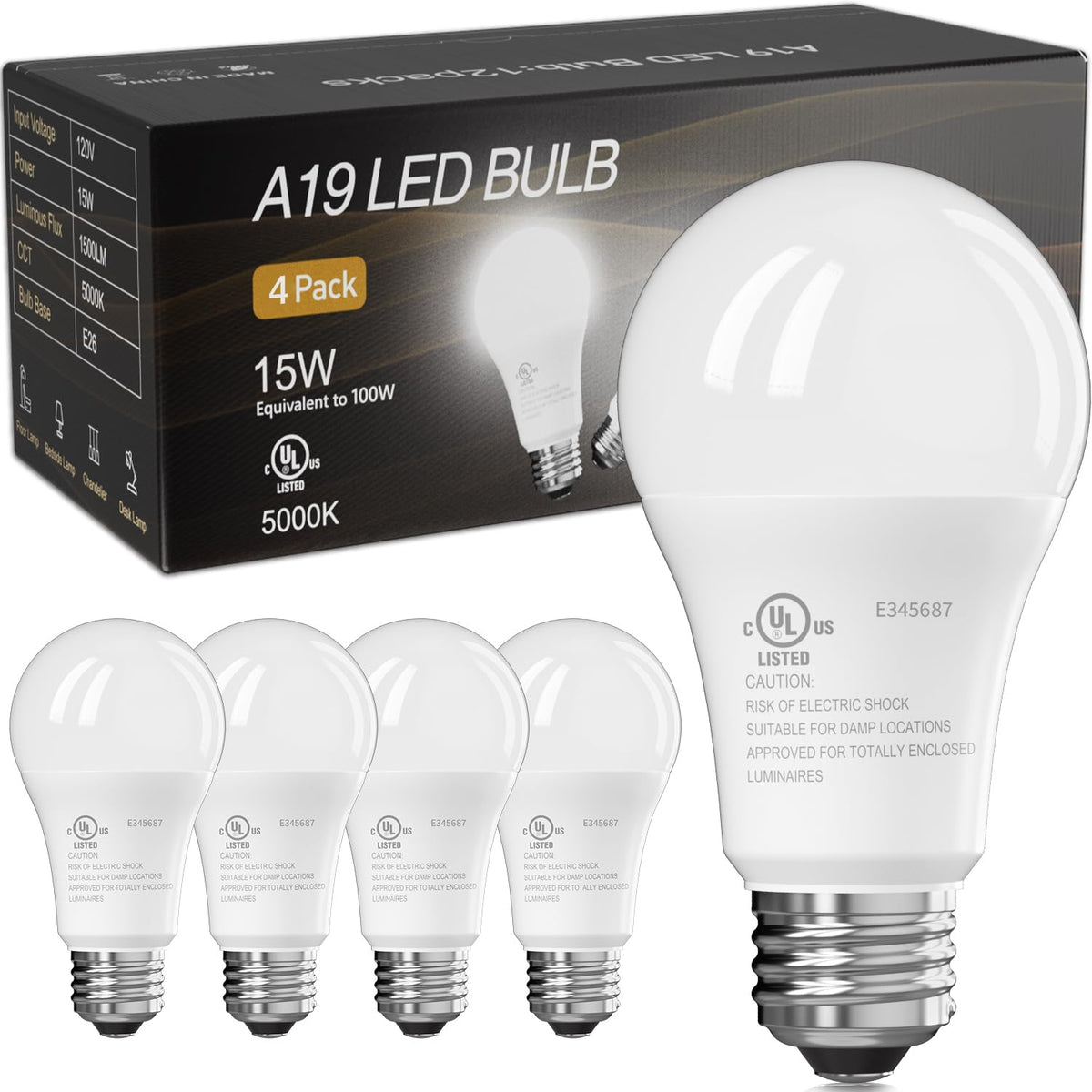 TJOY LED bulbs close-up showing energy-efficient 100W-equivalent illumination.